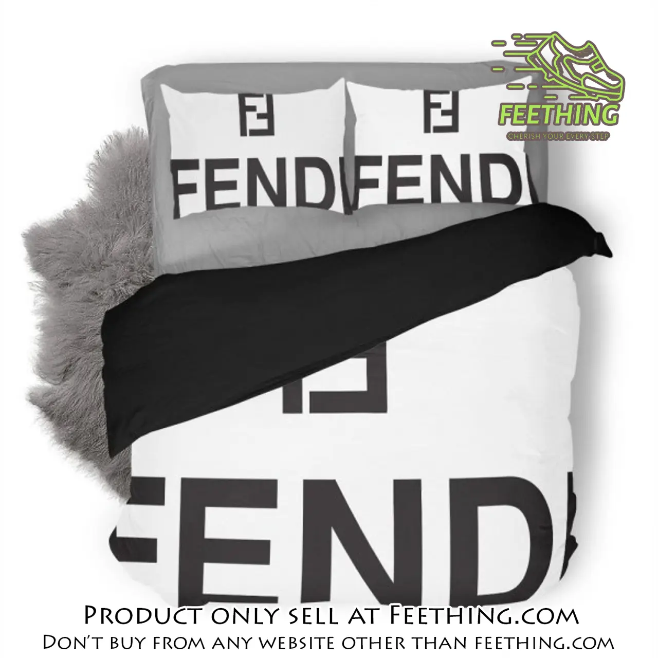 Fendi premium luxury logo fashion brand premium bedding set home decor ft3421224